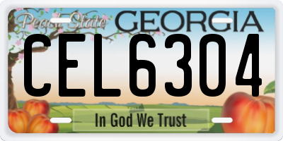 GA license plate CEL6304