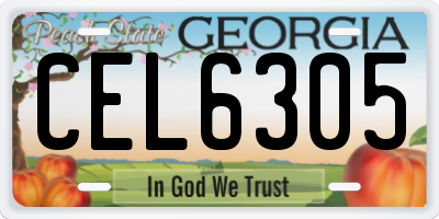 GA license plate CEL6305