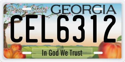 GA license plate CEL6312