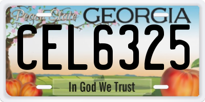 GA license plate CEL6325