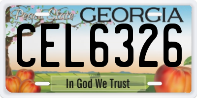 GA license plate CEL6326