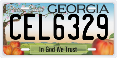 GA license plate CEL6329