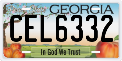 GA license plate CEL6332