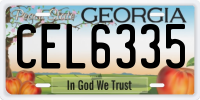 GA license plate CEL6335