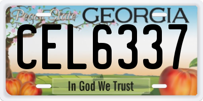 GA license plate CEL6337