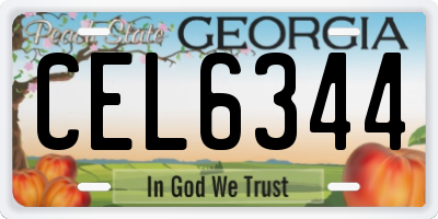 GA license plate CEL6344