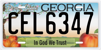 GA license plate CEL6347