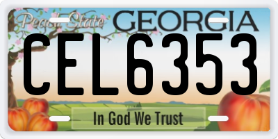 GA license plate CEL6353