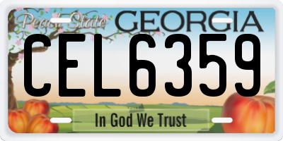 GA license plate CEL6359