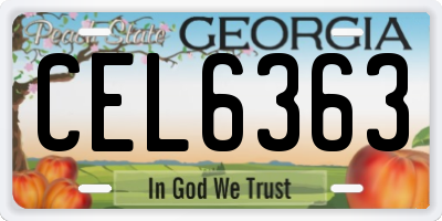 GA license plate CEL6363