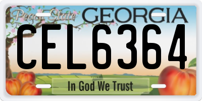 GA license plate CEL6364