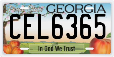 GA license plate CEL6365