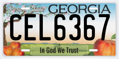 GA license plate CEL6367