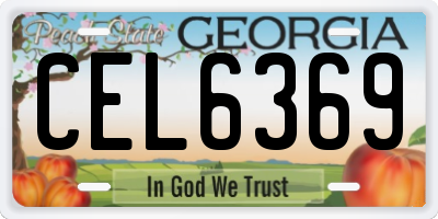 GA license plate CEL6369
