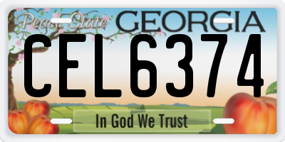 GA license plate CEL6374