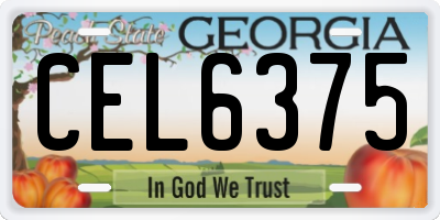 GA license plate CEL6375