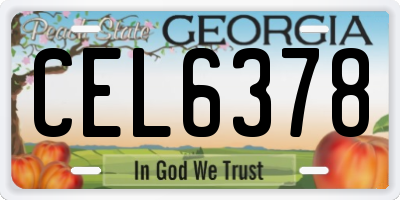 GA license plate CEL6378