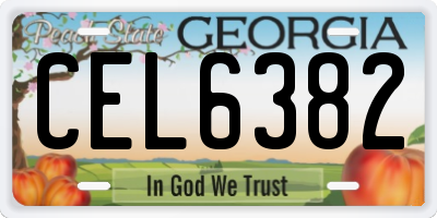 GA license plate CEL6382