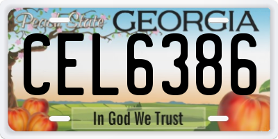GA license plate CEL6386