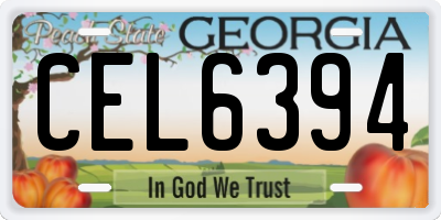 GA license plate CEL6394