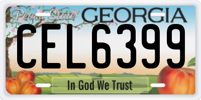 GA license plate CEL6399