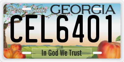 GA license plate CEL6401