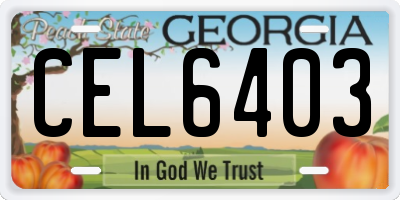 GA license plate CEL6403