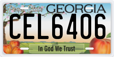 GA license plate CEL6406