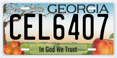 GA license plate CEL6407