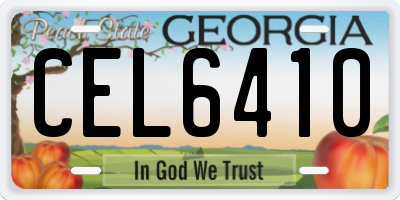 GA license plate CEL6410