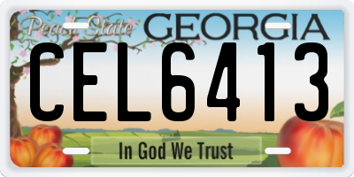 GA license plate CEL6413