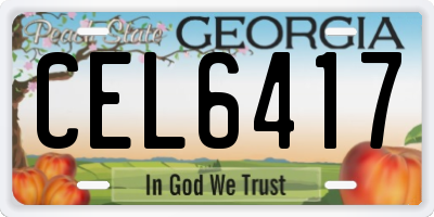 GA license plate CEL6417