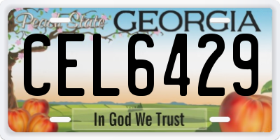 GA license plate CEL6429