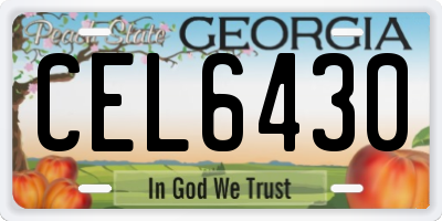 GA license plate CEL6430