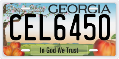 GA license plate CEL6450