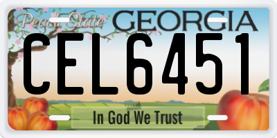 GA license plate CEL6451
