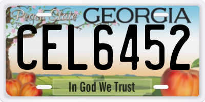 GA license plate CEL6452