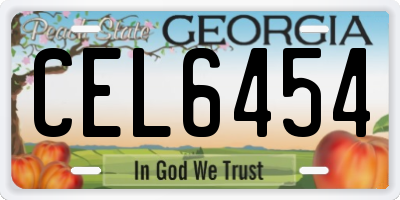 GA license plate CEL6454