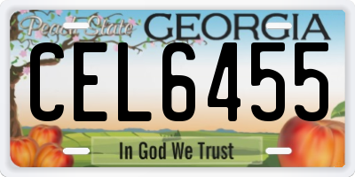 GA license plate CEL6455