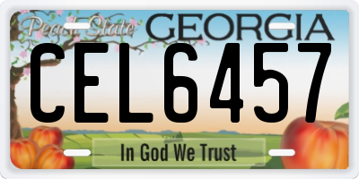 GA license plate CEL6457