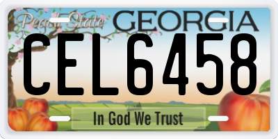 GA license plate CEL6458
