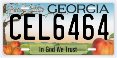 GA license plate CEL6464