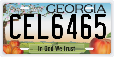 GA license plate CEL6465