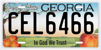GA license plate CEL6466