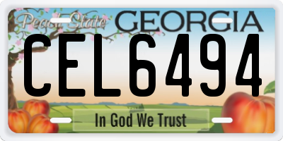 GA license plate CEL6494
