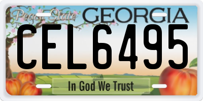 GA license plate CEL6495