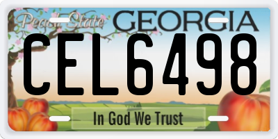 GA license plate CEL6498