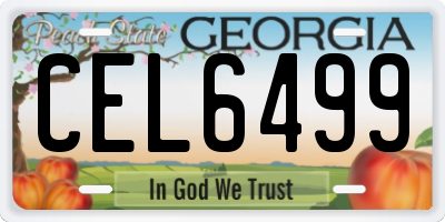 GA license plate CEL6499