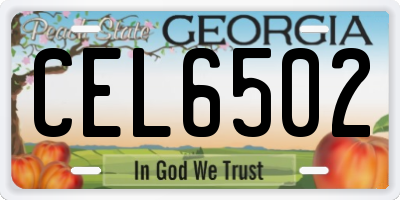 GA license plate CEL6502