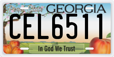 GA license plate CEL6511